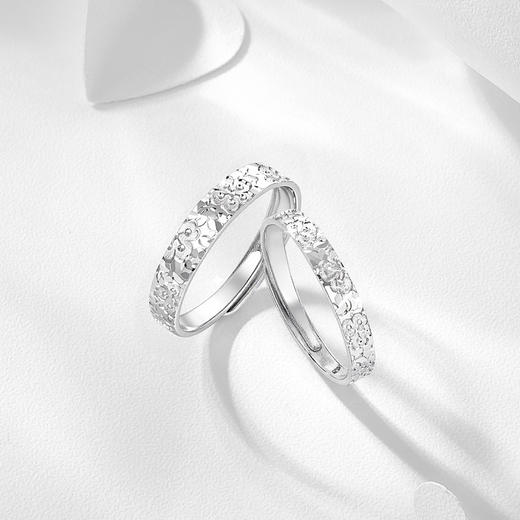 卡蒂罗KADER 碎碎冰蔷薇花情侣对戒  925银满天星璀璨星河钟爱久久雕刻盛放蔷薇 复古简约轻奢小众设计女朋友素圈可调节一对 商品图7