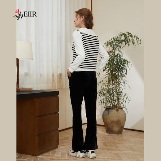 司歌条纹翻领弹力修身套头卫衣上衣T921040Y 商品图3