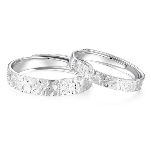 卡蒂罗KADER 碎碎冰蔷薇花情侣对戒  925银满天星璀璨星河钟爱久久雕刻盛放蔷薇 复古简约轻奢小众设计女朋友素圈可调节一对 商品图1