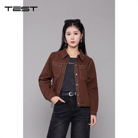 冬上新复古腔调棕色翻领时尚夹克外套2254068