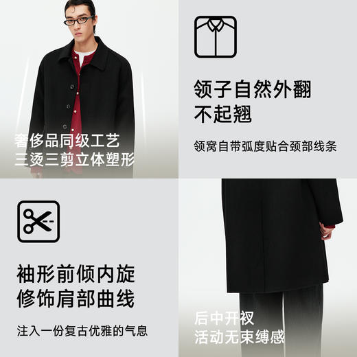 NPC潮牌100%绵羊毛翻盖口袋毛呢长裤大衣开衩廓形男挺括NP58WC33 商品图3