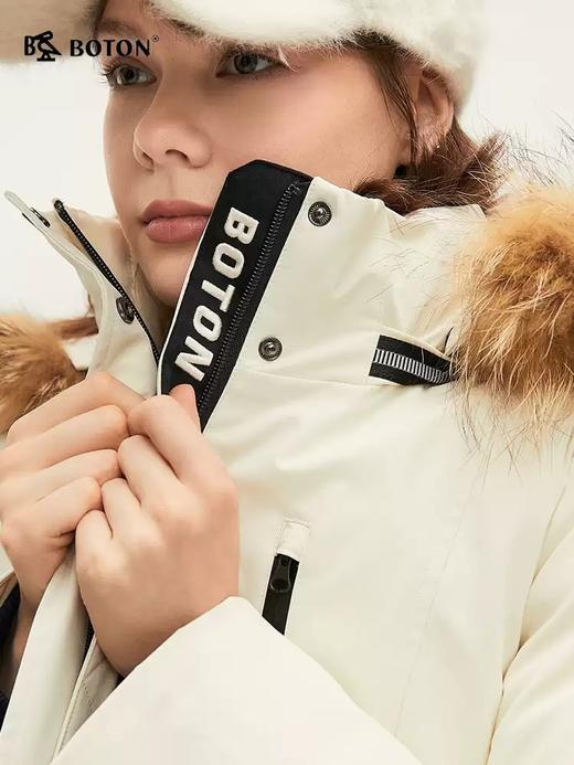 波顿女士秋冬暖奢显瘦85绒子拒水可拆卸毛领合身中长款羽绒服LC763524 商品图2
