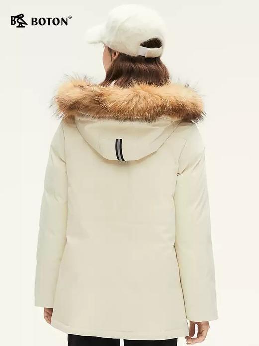 波顿女士秋冬暖奢显瘦85绒子拒水可拆卸毛领合身中长款羽绒服LC763524 商品图3
