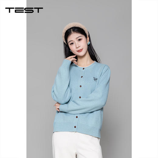 冬上新必备基础款浅蓝圆领单穿叠穿都超百搭开衫2254071 商品图0