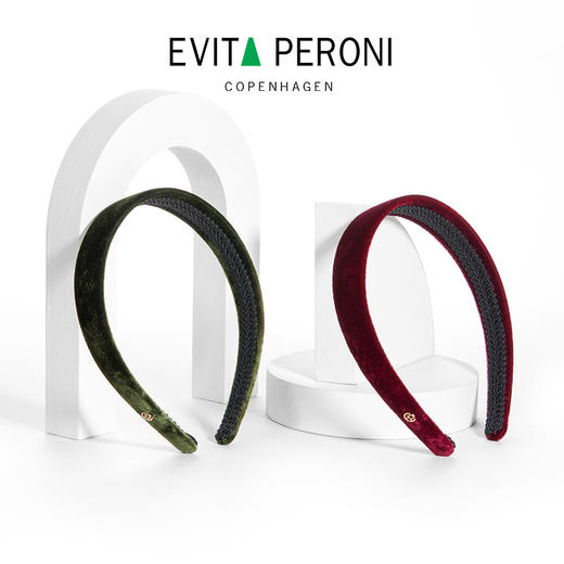 品牌直发 EVITA PERONI 丝绒发箍 酒红色/橄榄绿 商品图3