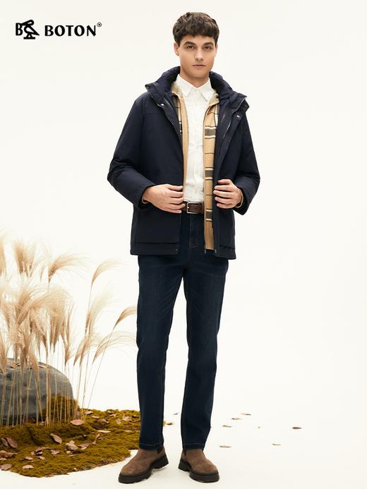 [石墨烯]波顿男士秋冬季合身可拆卸连帽省心一衣三穿中长款羽绒服MC825524 商品图3