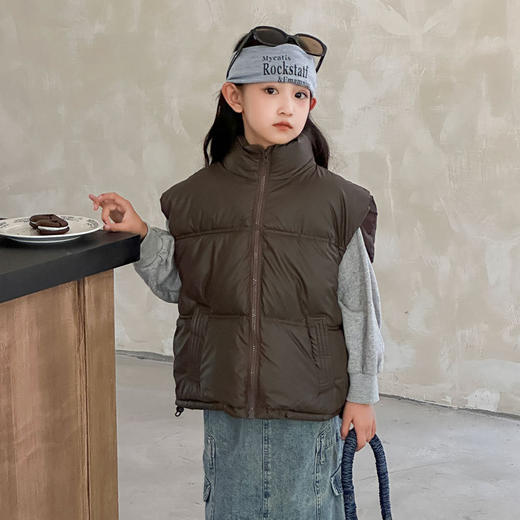 秋冬儿童立领羽绒棉服 马甲中大童休闲保暖小羊皮 男童女童背心童装 商品图2