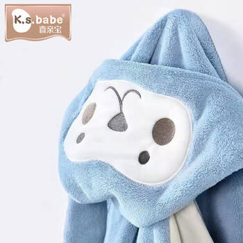 喜亲宝 儿童浴巾珊瑚绒婴儿宝宝洗澡浴袍斗篷带帽浴巾140*70cm长耳兔粉 商品图6