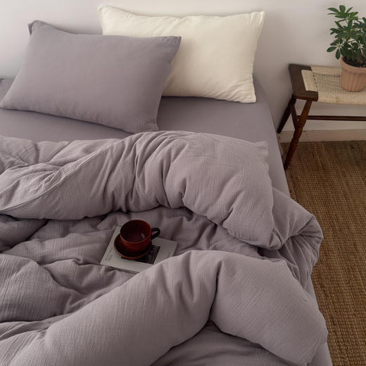 【纯色款/混色款皱皱纱四件套】全棉色织提花四件套A类双拼提花床品文艺北欧双人新 商品图13