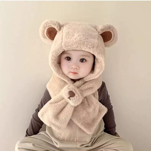 【加绒加厚！一件过冬】保暖护耳，秋冬季宝宝围巾一体可爱超萌帽男女童加厚保暖婴儿护耳帽帽子围巾二合一。rc 商品图1