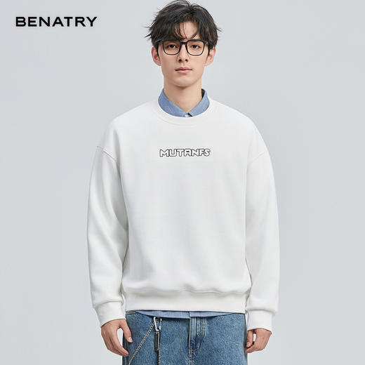 贝纳川冬季新品字母图案圆领加绒套头卫衣ECF424101 商品图8