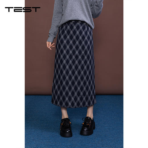 冬上新通勤穿搭高级感拉满复古格纹包臀裙3254002 商品图1