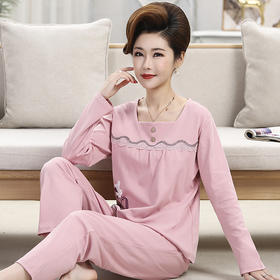 【柔软纯棉！软糯亲肤 不易掉色】2025年秋冬季中老年妈妈睡衣女士长袖棉质宽松大码家居服套装。hb