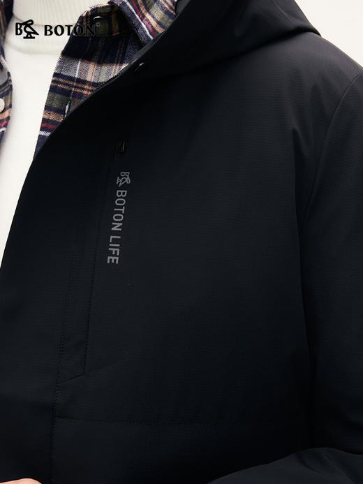 波顿男士秋冬 中长款羽绒服 利落暖护 白鸭绒黑色合身款MC830524 商品图4