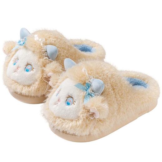 小怪兽毛毛棉拖女2025秋冬新款可爱卡通学生厚底保暖包头家居拖鞋 商品图4