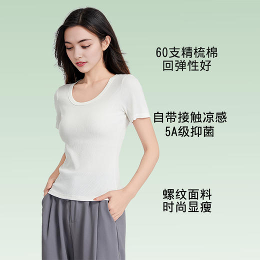 【夏季女士短袖T恤】触感冰凉  柔软透气舒适  100支丝光莫代尔短袖T/60支天丝螺纹短袖T可选 商品图6