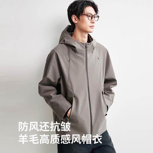 棉仓366811005-羊毛硬壳防风连帽外套 商品图3
