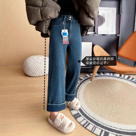 【十级抗寒！拒绝臃肿】2025冬季厚实奥利绒大翻边加绒小个子直筒阔腿裤