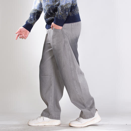 DRONKOO 2025 抽绳右裤袢金属环侧缝前后弧度喷色中厚牛仔长裤 商品图2