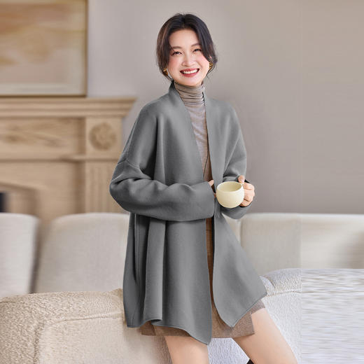 雀说大码蝙蝠袖宽松遮肉外套毛衣时尚休闲韩系慵懒针织衫大衣AL6925 商品图2