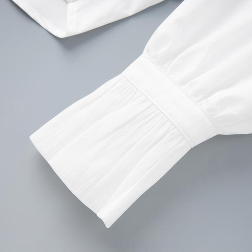 「高货wl」全新升级【铂金会员220/天猫299/差价79】(00805)洛诗琳法式喇叭袖花边白色衬衫2025秋季气质通勤立领上衣 商品图3