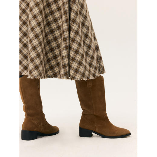 HeyDress斜裁毛边格纹A摆半裙 商品图3