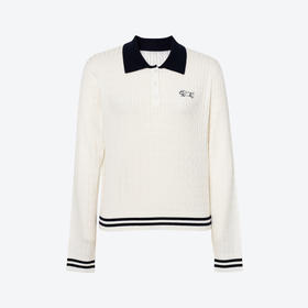 【商场同款】诗凡黎撞色polo领针织衫25秋新款长袖上衣3G8732961