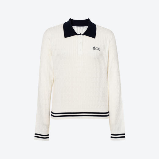 【商场同款】诗凡黎撞色polo领针织衫25秋新款长袖上衣3G8732961 商品图0