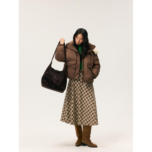 HeyDress斜裁毛边格纹A摆半裙 商品图2