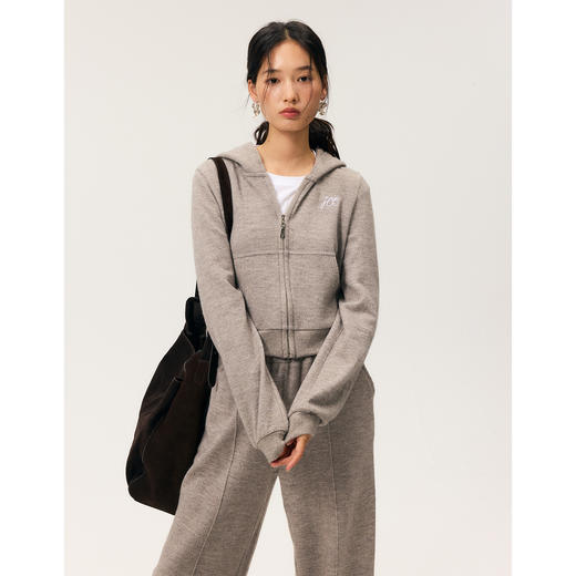 HeyDress拉链针织弹力连帽外套/松紧腰宽松毛圈卫裤 商品图1