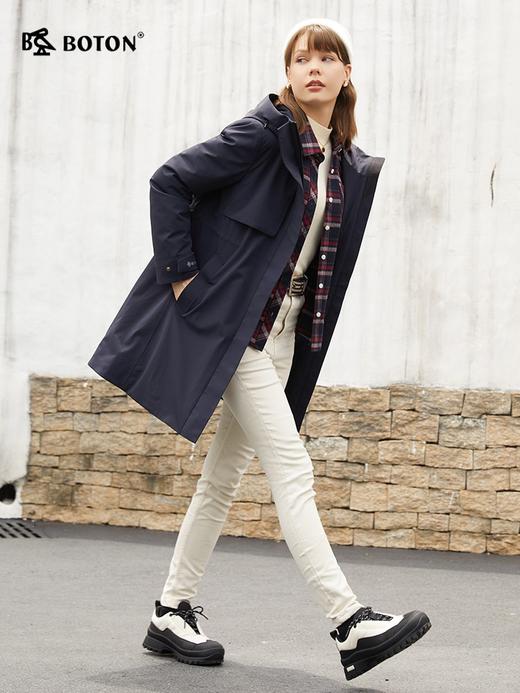 波顿女士秋冬季宽松休闲保暖连帽可拆卸内胆中长款羽绒服LC761524 商品图2