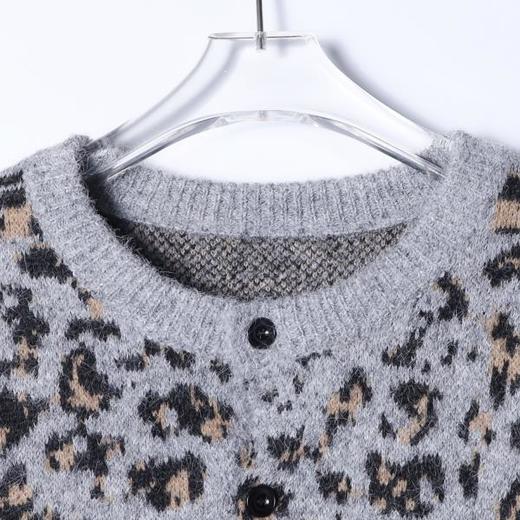 44143SDSA男士秋冬新款痞帅男装潮牌豹纹纽扣圆领开衫毛衣慵懒风针织衫 商品图2