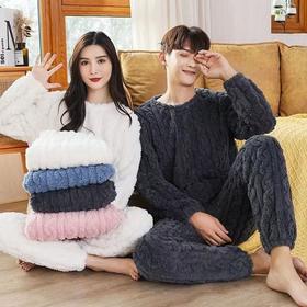 2025秋冬新款珊瑚绒睡衣女提花舒棉加绒加厚法兰绒家居服两件套女