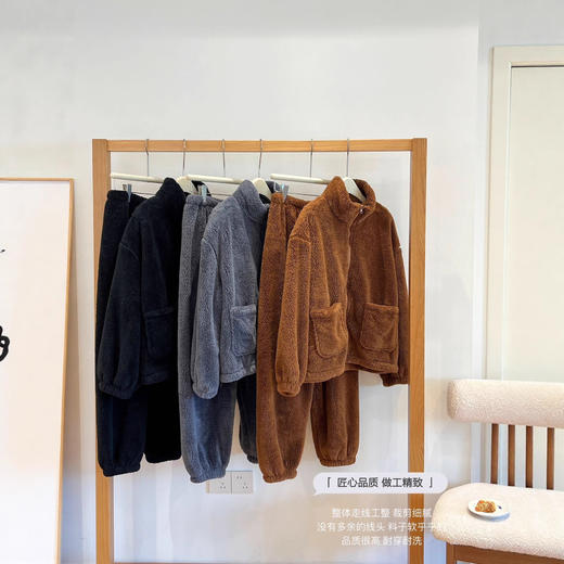 李允珍原版云朵绒拉链款情侣套装居家服秋冬季新款时尚百搭舒适可外穿云朵绒拉链款套装 商品图4