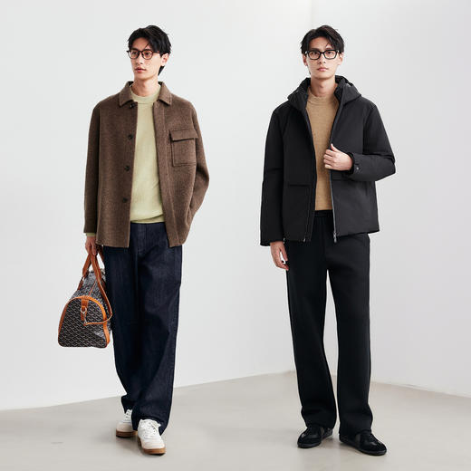 棉仓367826047-美丽诺羊毛羊绒混纺半高领套头毛衣男秋季保暖羊毛衫针织衫 商品图3