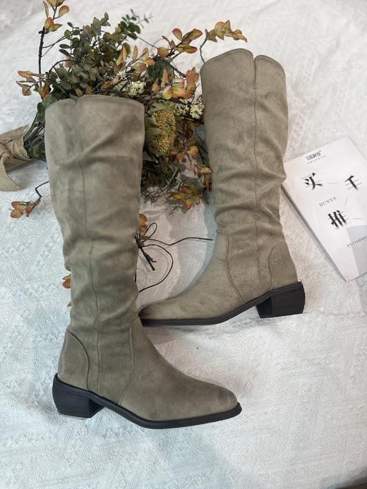 【门店同款】ENJOY秋季尖头绒面长靴 164547918（鞋跟5厘米） 商品图0