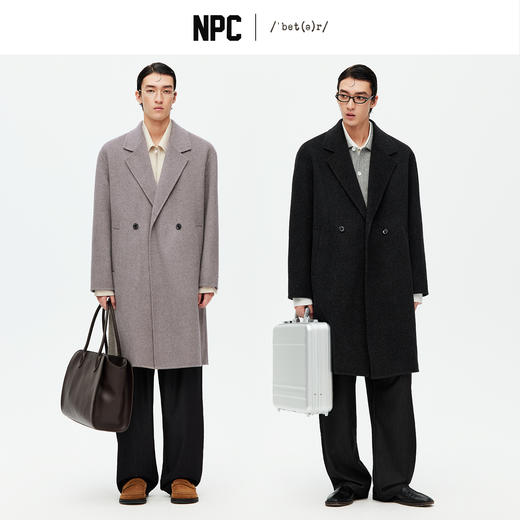 NPC潮牌100%绵羊毛平驳领毛呢长款大衣双排扣男冬上新NP58WC34&35 商品图1