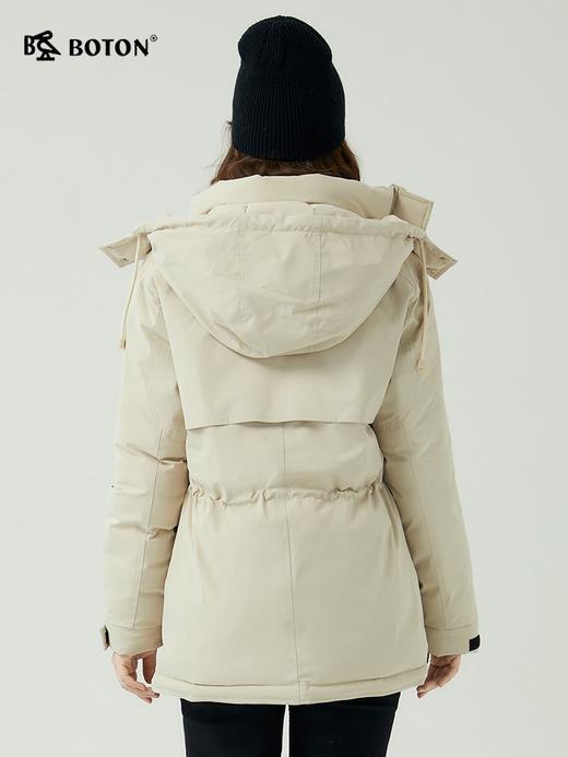波顿女士秋冬宽松连帽暖感派克工装风白鸭绒厚款中长款羽绒服LC750523 商品图1