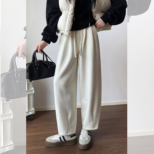西遇宽松直筒休闲裤女秋季新款慵懒风阔腿糯米裤九分裤子SS051693 商品图3