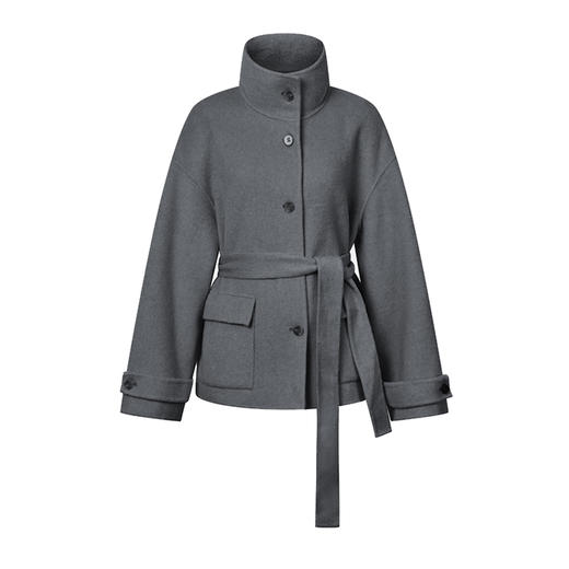 HeyDress立领短款宽松毛呢外套 商品图4