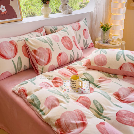 冬天小暖阳☀ 牛奶绒四件套 🥛牛奶丝滑触感  细节设计 含防静电导丝 可机洗 商品图5