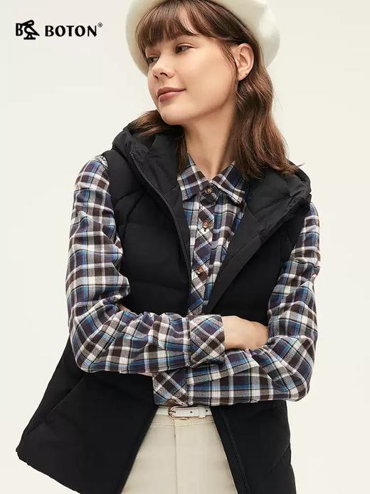 (石墨烯)波顿女士秋冬修身不臃肿白鸭绒立领羽绒马甲LC758324 商品图1