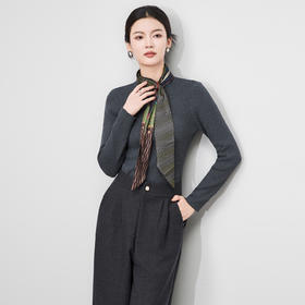 「高货wl」全新升级【铂金会员220/天猫289/差价69】(01412)洛诗琳2025秋冬法式优雅小高领长袖丝巾挂脖羊毛针织衫女