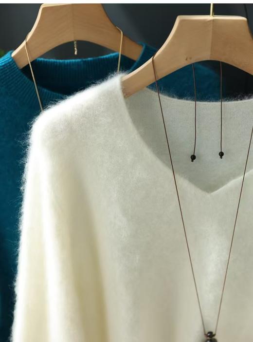 巨显白圆领V领拉绒羊毛羊绒衫岛精无缝毛衣 商品图10