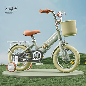 永久（FOREVER）儿童自行车2-6岁男女孩可折叠中大童学生单车14寸云母灰 商品图2