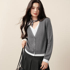 【商场同款】诗凡黎假两件撞色针织衫2025秋新款老钱风3G9131791