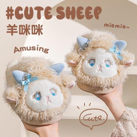 小怪兽毛毛棉拖女2025秋冬新款可爱卡通学生厚底保暖包头家居拖鞋 商品图3