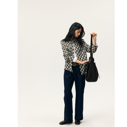 HeyDress格纹正肩老钱风衬衫 商品图1