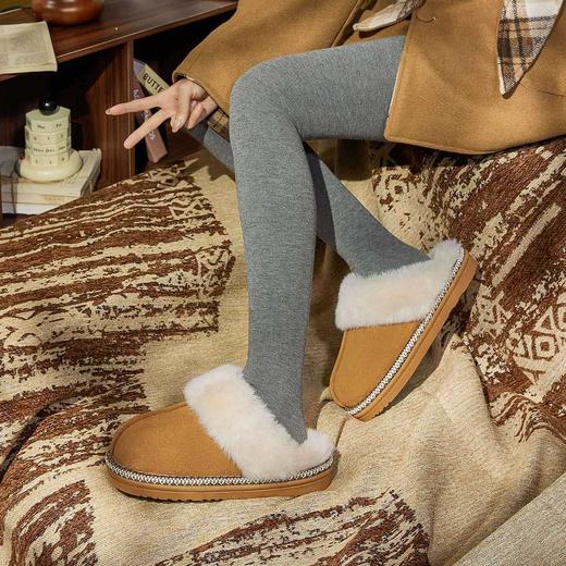 【36-40码】女士冬季新款家用室内民族编织风情棉拖鞋毛毛拖鞋外穿保暖拖鞋【9917】 商品图1