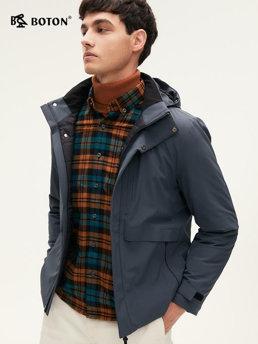 波顿男士秋冬季休闲保暖工装灰绿色白鸭绒羽绒服MC822324 商品图1